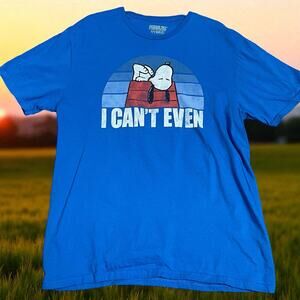 Peanuts Hybrid Snoopy on Doghouse T-Shirt Size Large I Can't Even Charlie Brown